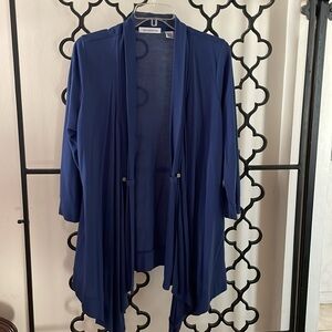 Liz Claiborne Blue Shawl Collar Long Sleeve Cardigan